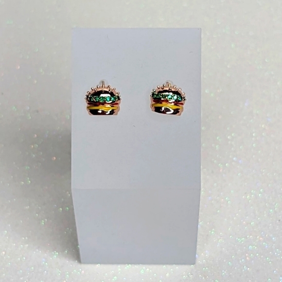 Hamburger rose gold zircon stud earrings - Picture 1 of 6